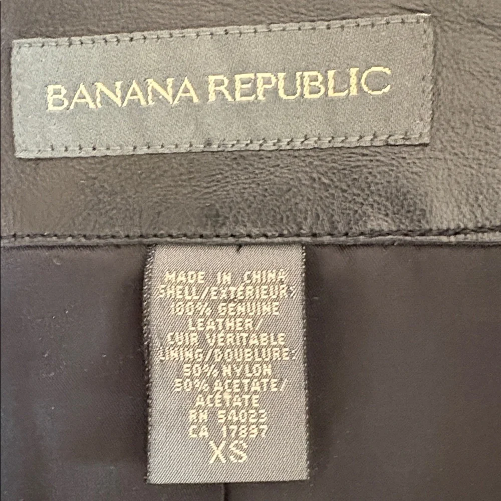 Banana Republic Black Leather Trench Car Coat black genuine leather man Sz XS